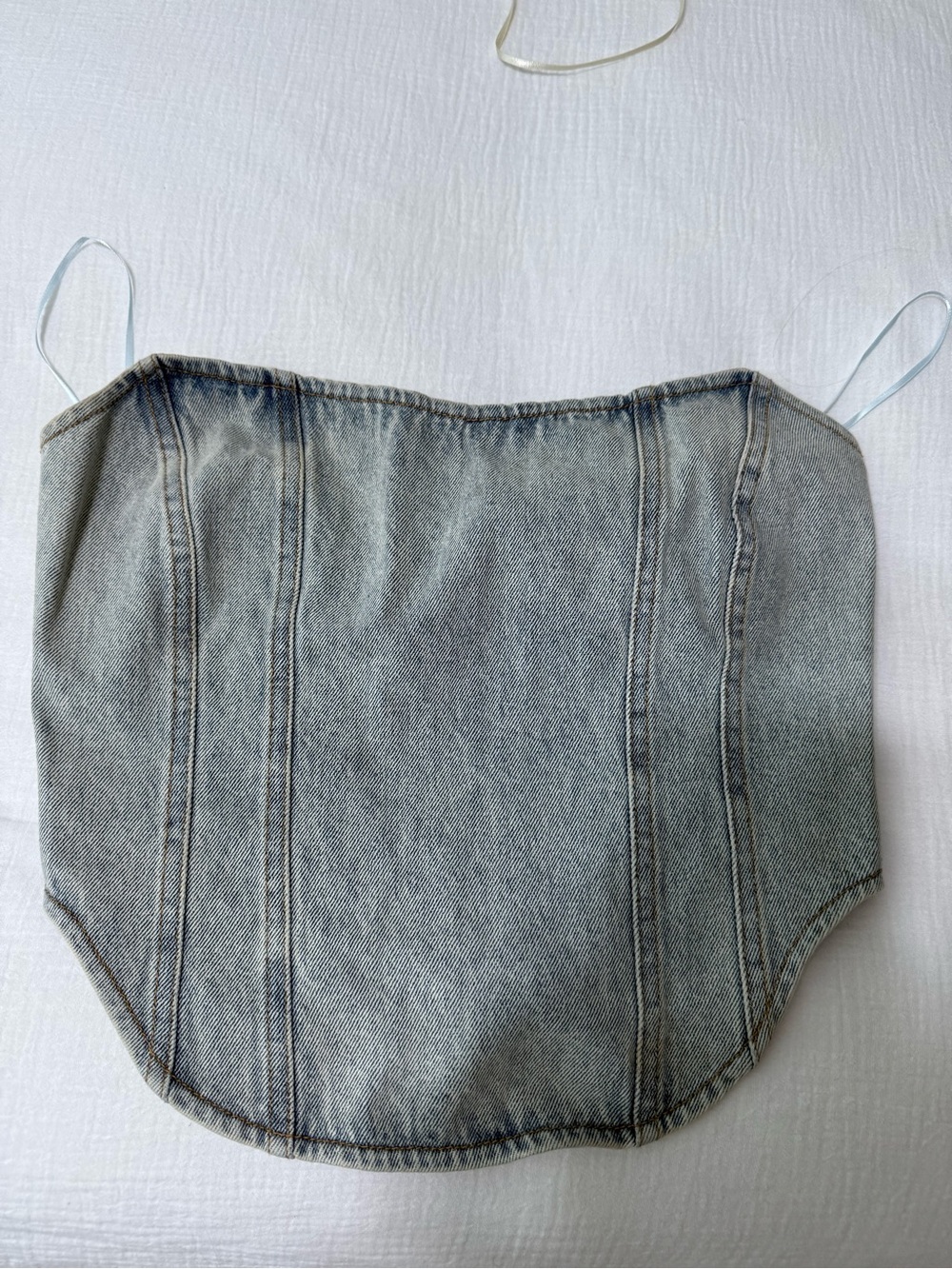 Denim Corset Tube Top in Faded Blue
